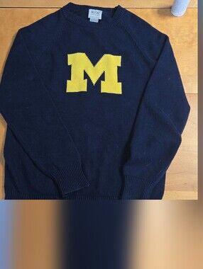 University Of Michigan Navy Sweater with Yellow 'M' Logo